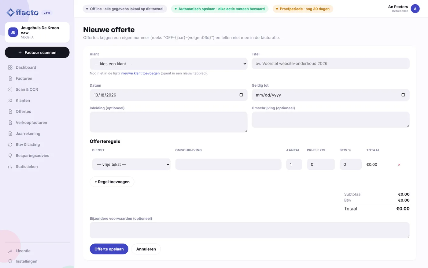 Offacto vzw – Offertes en verkoopfacturen